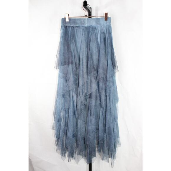 Tiered Tulle Maxi Skirt Long Length Grey Blue Dark Fairy Magical Witchy Hippie - Picture 4 of 9